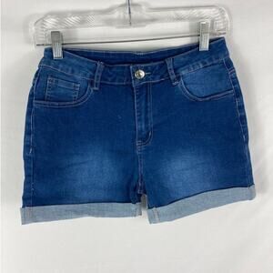NWT vanberfia Women's Stretchy Denim Mid Rise Jean Shorts with Pockets Medium